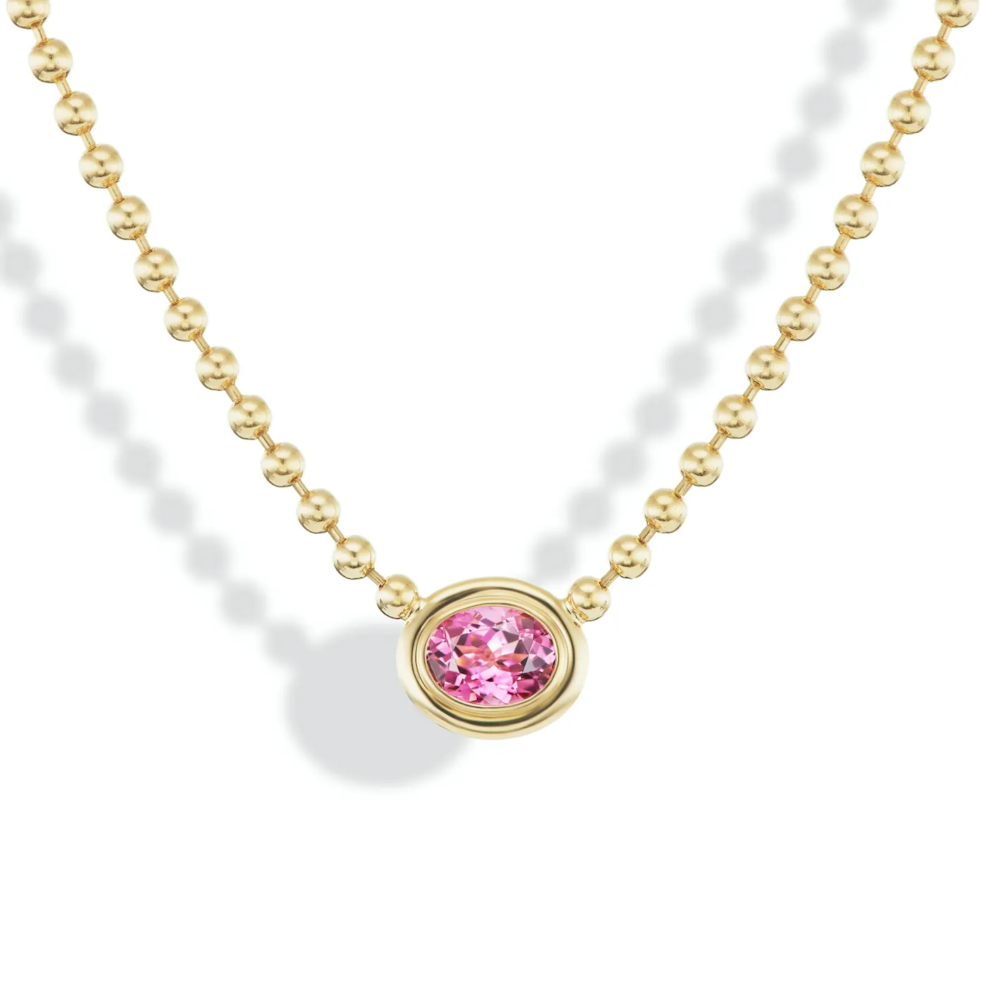Pink Tourmaline Double Bubble Bezel Necklace