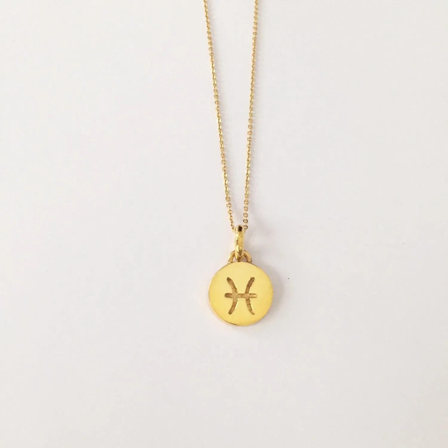 Pisces Necklace, Solid Gold