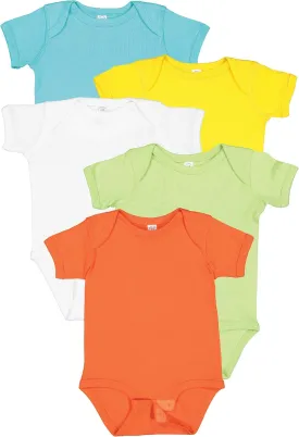 RABBIT SKINS Baby Bodysuit Girl & Boy | Newborn 0-3 Months to 24 Months 5-Pack Bulk Set, Snap Easy Closure
