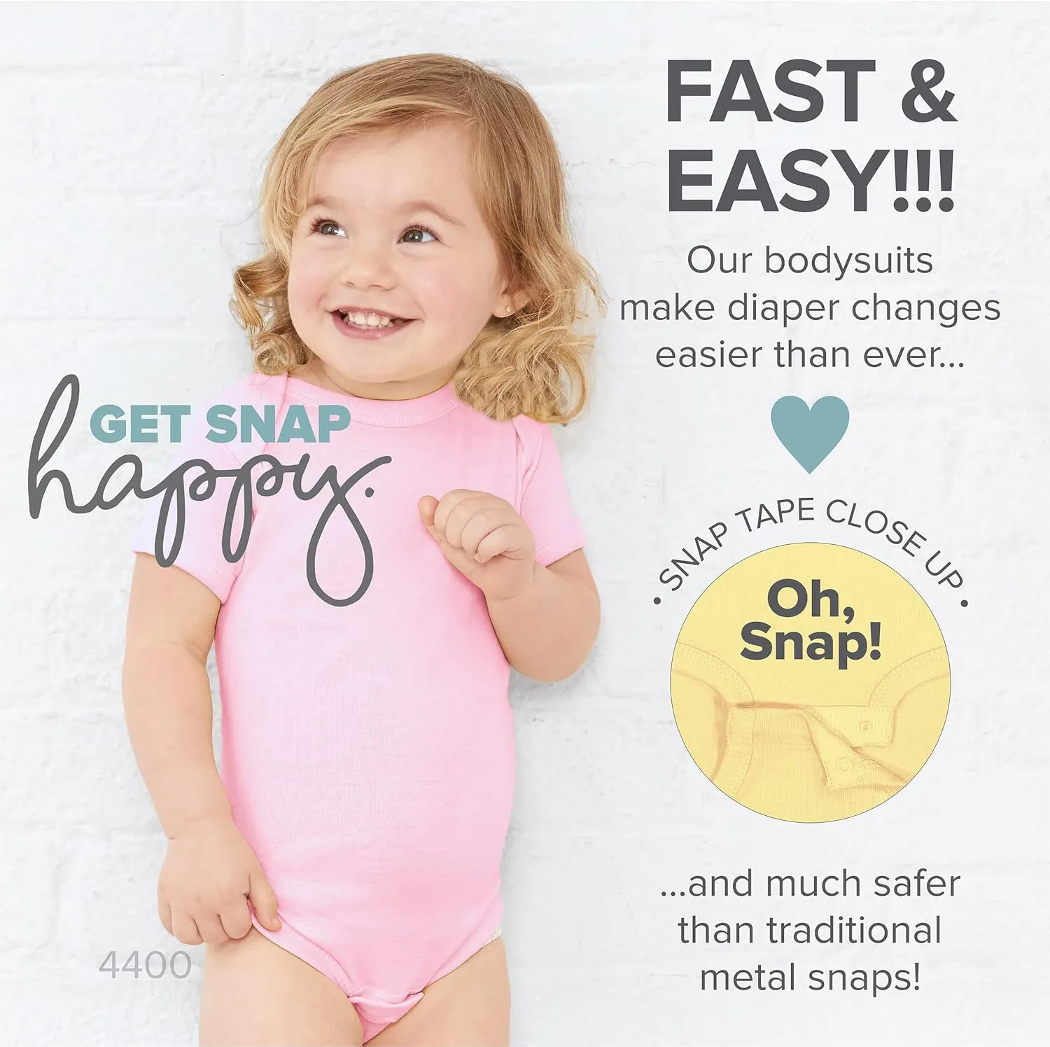 RABBIT SKINS Baby Bodysuit Girl & Boy | Newborn 0-3 Months to 24 Months 5-Pack Bulk Set, Snap Easy Closure