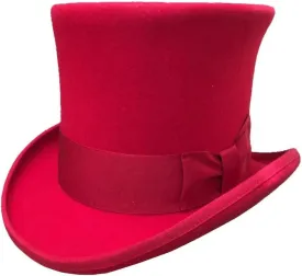 Red Wool Felt High Top Hat Costume Top Hat Lady Girl Party Hat Dress Flat Caps for Women XL 61cm