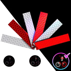 Reflective Stickers for Helmet | 6pcs Brilliant Gry-red | Similar to 3M Reflective Tape | Bike Reflectors for Night Riding, Mailbox reflectors | Waterproof hi vis Decals for Car, Trailer