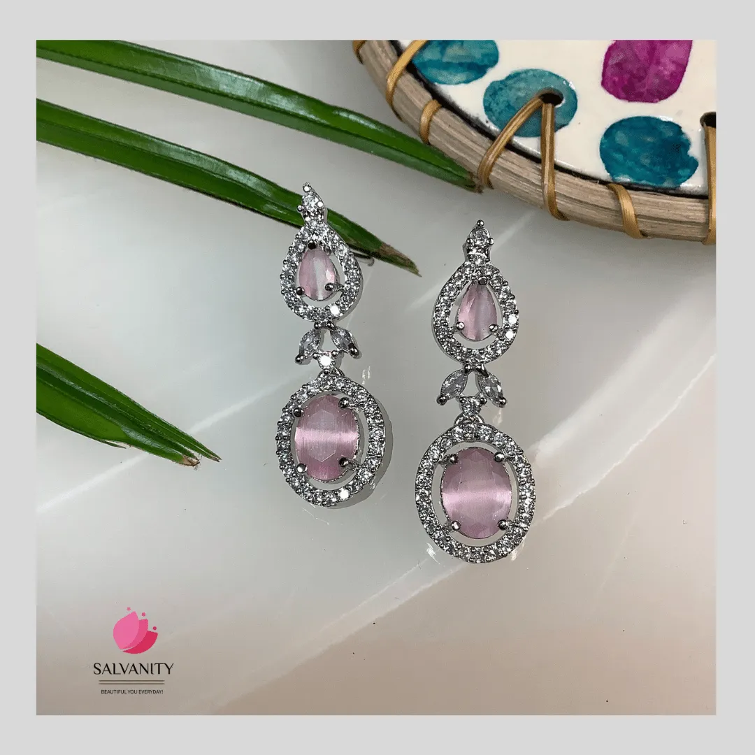 Salvanity American Diamond Drop & Oval Danglers