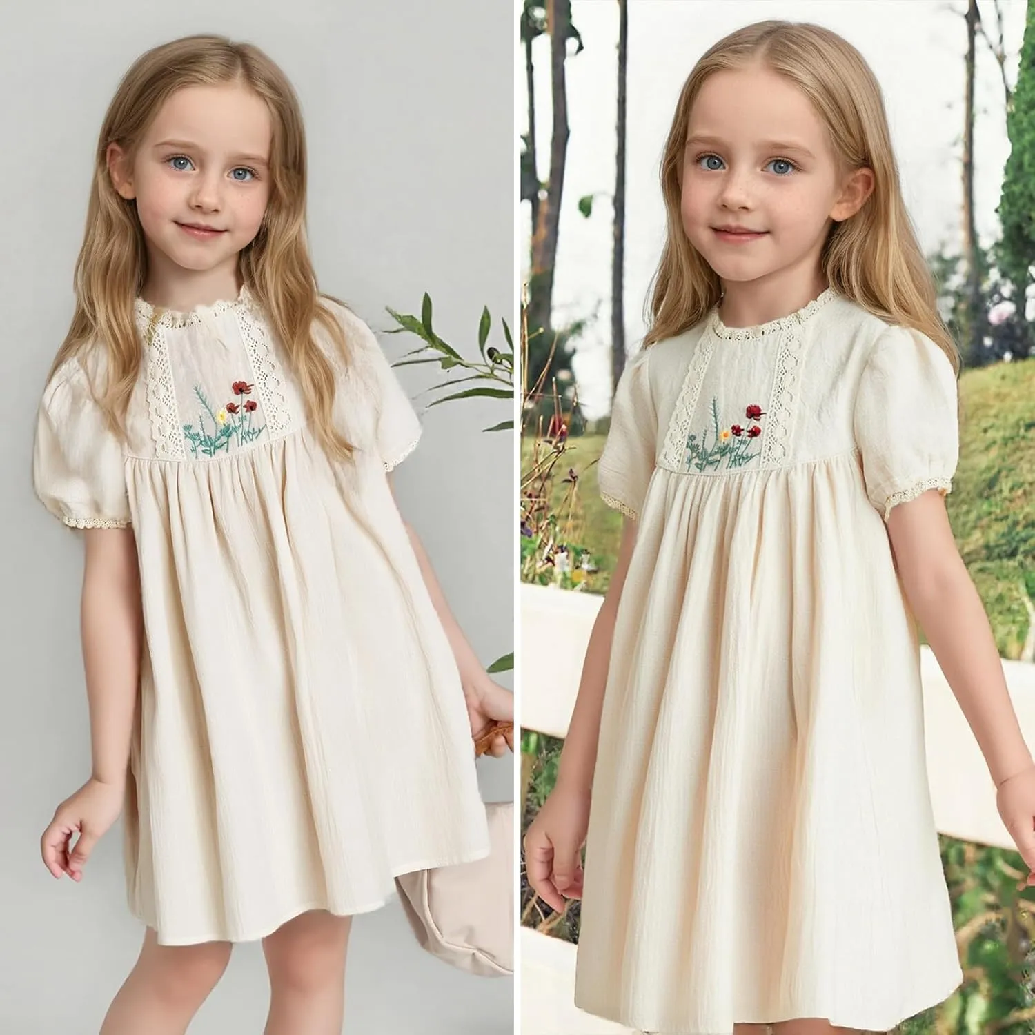 Simplee kids Baby Girl Dress Toddler Casual Dresses Summer Solid Color Floral Girl Clothes