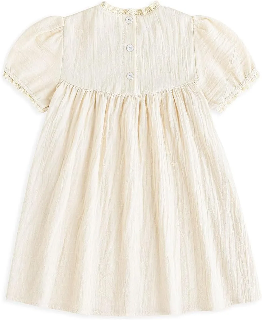 Simplee kids Baby Girl Dress Toddler Casual Dresses Summer Solid Color Floral Girl Clothes