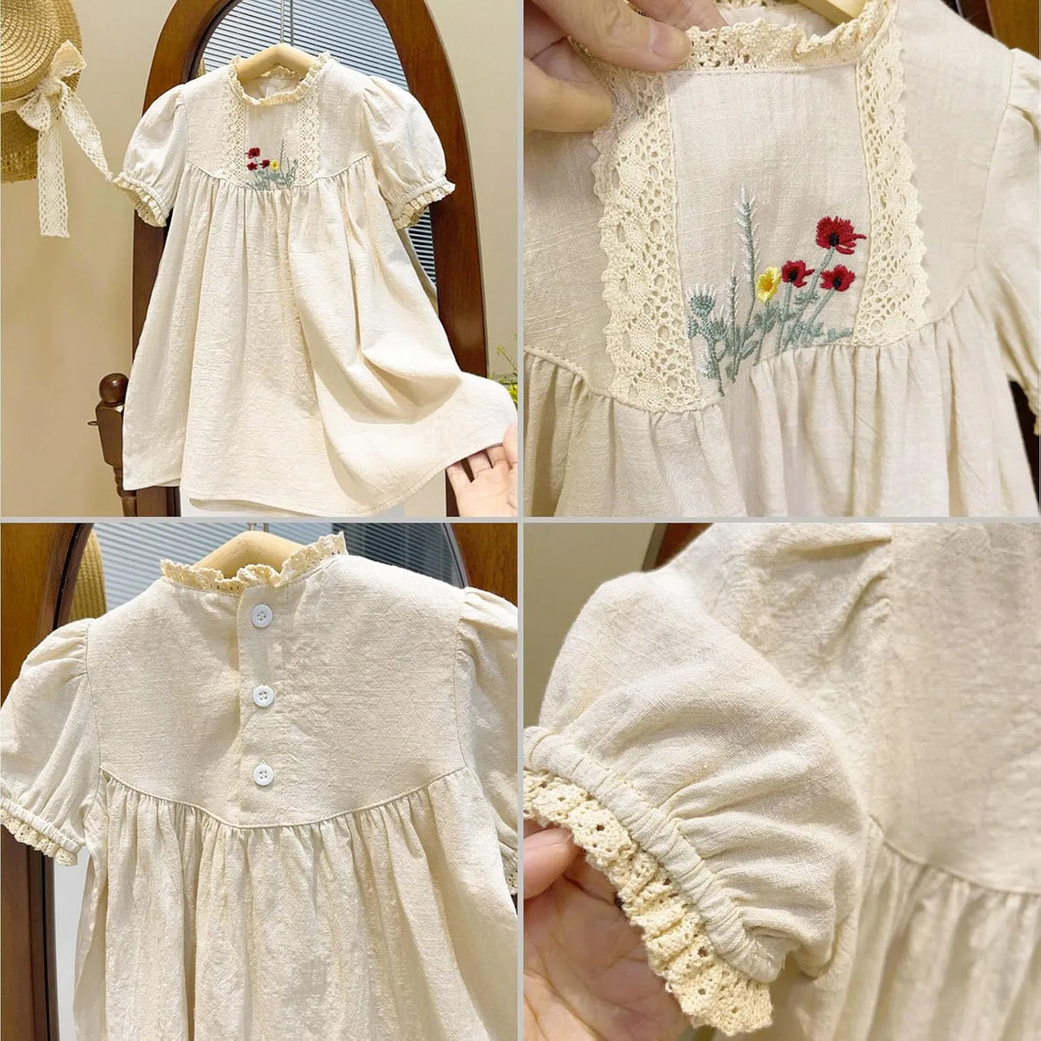 Simplee kids Baby Girl Dress Toddler Casual Dresses Summer Solid Color Floral Girl Clothes