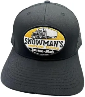 Snowman's Trucking Service Cap, Adjustable, Embroidered Patch, Black