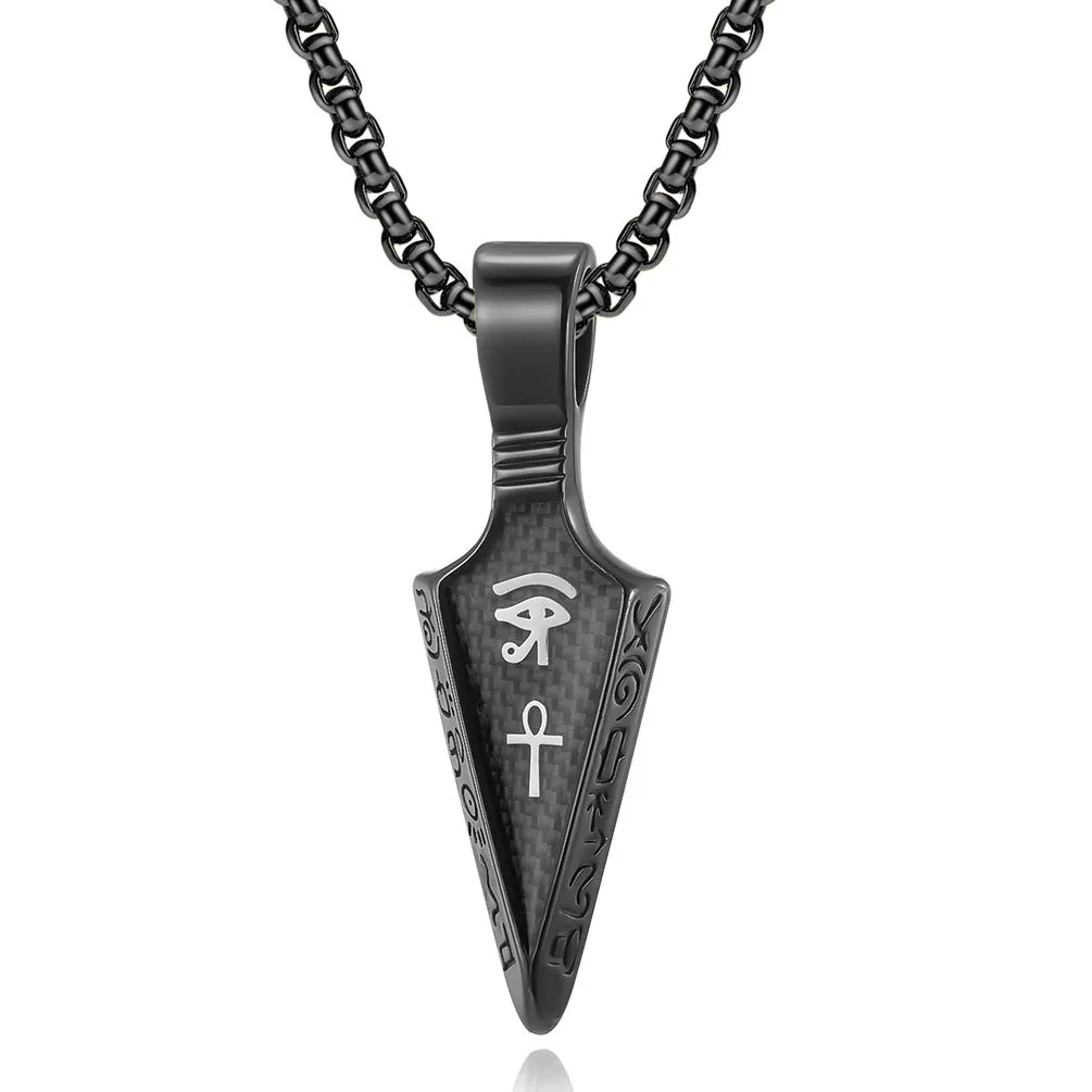 Stainless Steel Necklace with Horus Eye and Anka