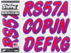 STIFFIE Whipline Red/Purple 3" Boat & PWC Registration Decals  Numbers Letters Stickers