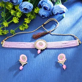Sukkhi Aesthetically Gold Plated Choker Necklace Set For Women