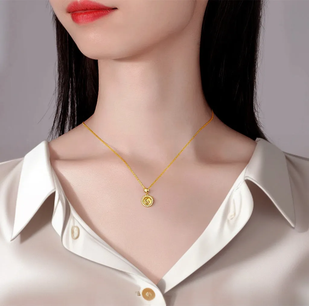 TO THE MOON AND BACK Gold and Simulated Diamond Necklace