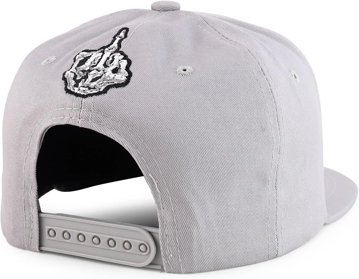 Trendy Apparel Shop Skeleton Middle Finger Embroidered Flatbill Snapback Cap