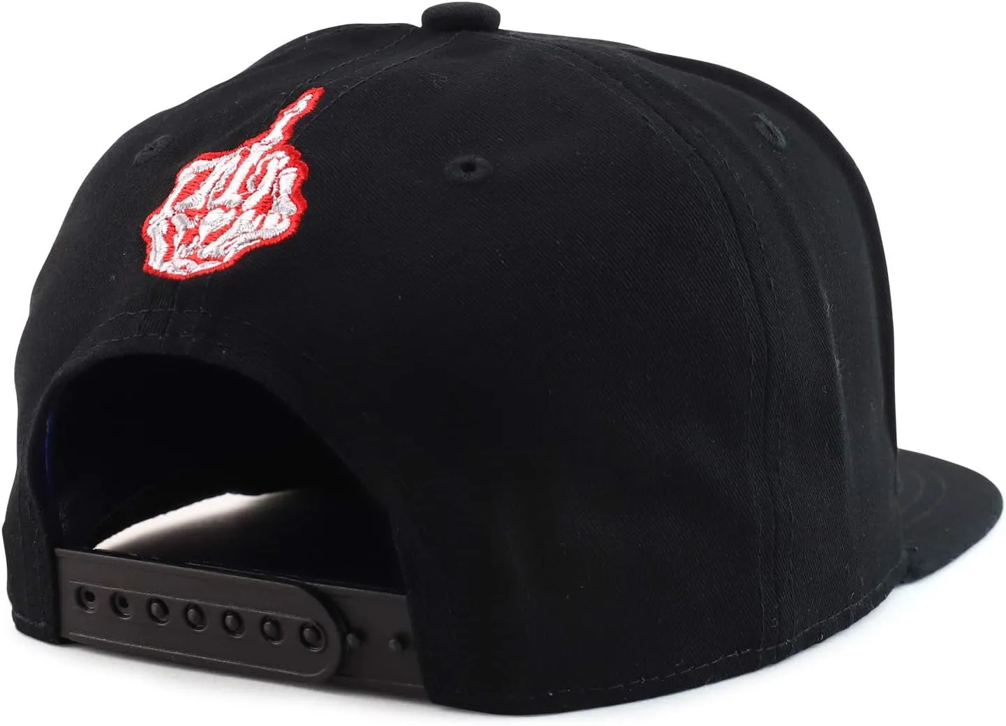 Trendy Apparel Shop Skeleton Middle Finger Embroidered Flatbill Snapback Cap