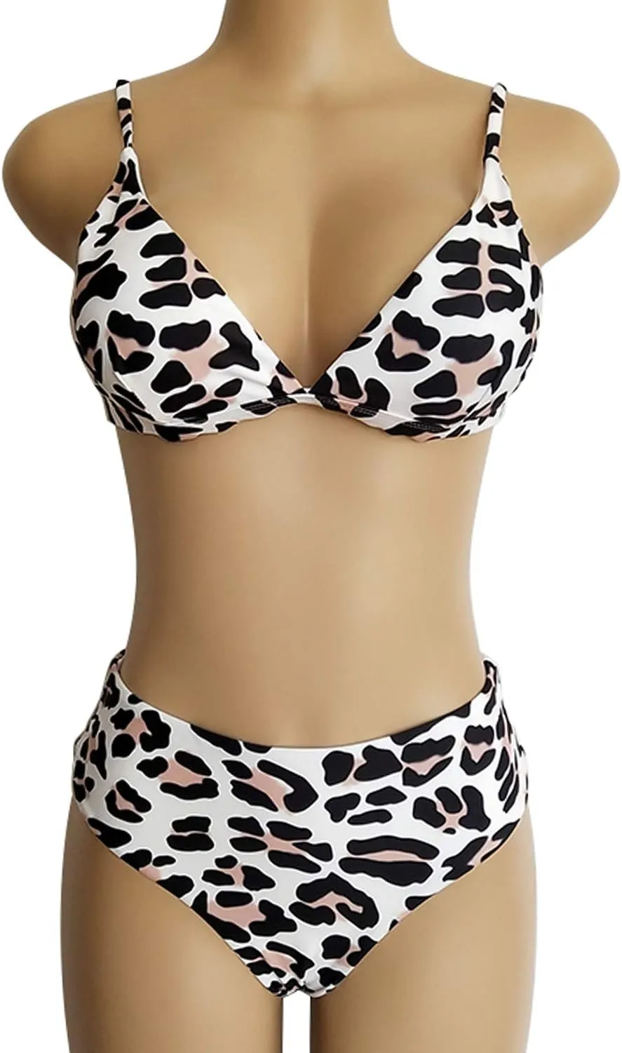 TSWRK Women's High Waist Leopard Print Bikini 2 Pieces Swimsuits Cheeky Bottom