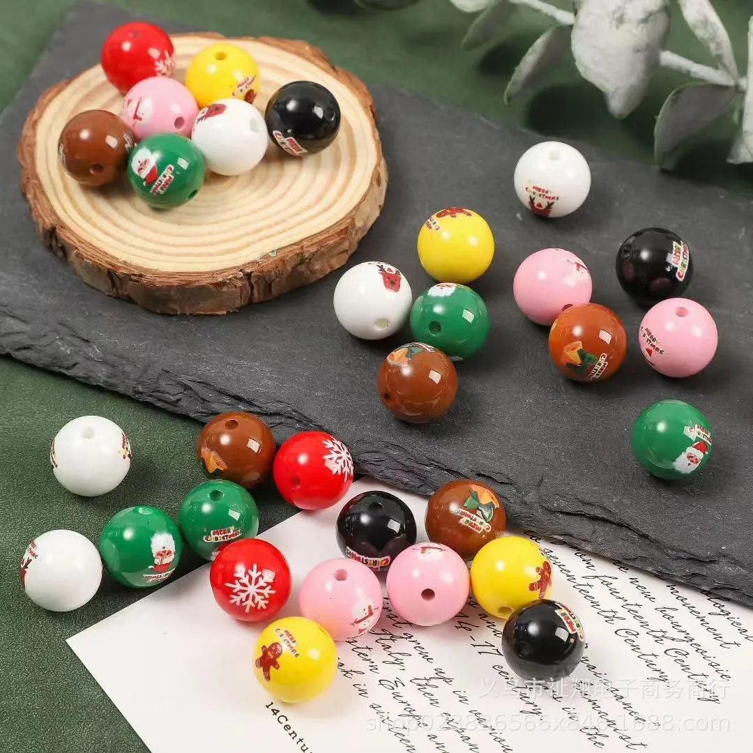 Wholesale 10PCS Acrylic Christmas Color DIY Jewelry Beaded Accessories
