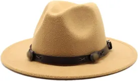 Women Fedoras Woolen Hat Classic Jazz Hat Flat Brim Hat Couple Hat Outdoor Travel 1 59-61cm